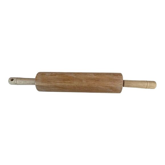 Vintage Wooden Rolling Pin With Handles Retro Kitchen Tool Country Home Decor 9" - Picture 2 of 3